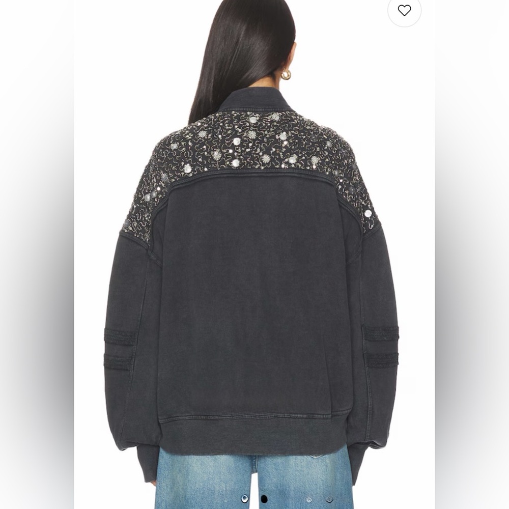 NWT FREE PEOPLE SPARKLE SWEATSHIRT IN BLACK COMBO 🔥🔥🔥 - Picture 4 of 5
